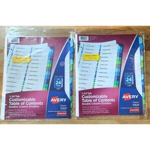 AVERY 11321 Ready Index 24 Tab Double Column Binder Dividers - 2 SETS | NWT